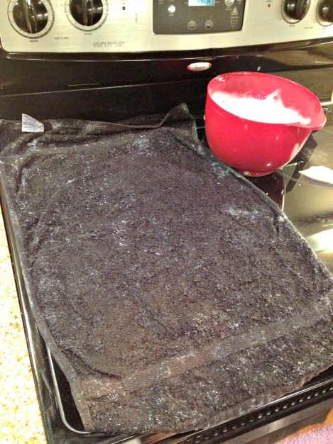 4. Wash cloth on stove top.